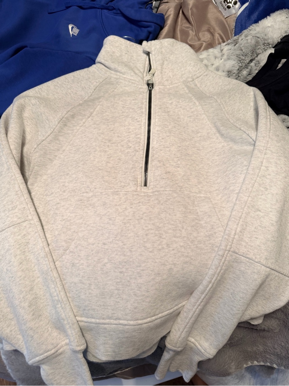 Danskin Light Gray Women's Quarter-Zip Pullover Hoodie